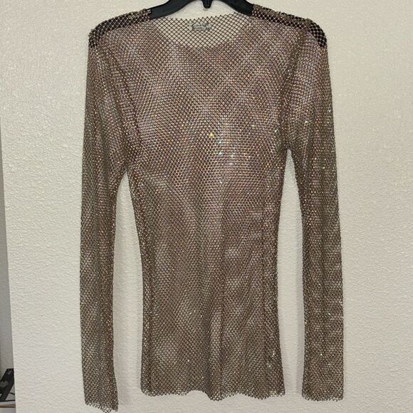 FREE PEOPLE Intimately Filter Finish long Sleeve Rhinestone Top NWOT - Picture 5 of 8